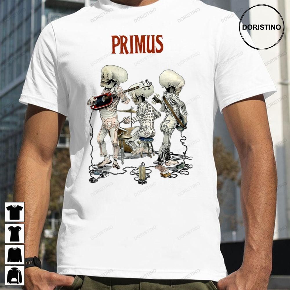 Primus Skeleton Playing On The Guitar Les Claypool Limited Edition T-shirts